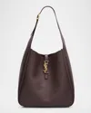 Saint Laurent Le 5a7 Large Ysl Shoulder Hobo Bag In Smooth Leather In  Dark Currant