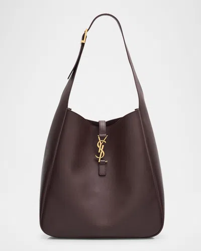 SAINT LAURENT LE 5A7 LARGE YSL SHOULDER HOBO BAG IN SMOOTH LEATHER