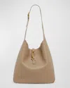 Saint Laurent Le 5a7 Large Ysl Shoulder Hobo Bag In Smooth Leather In Dusty Grey