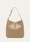 Saint Laurent Le 5a7 Large Ysl Shoulder Hobo Bag In Smooth Leather In Dusty Grey