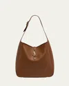 Saint Laurent Le 5a7 Large Ysl Shoulder Hobo Bag In Smooth Leather In Fox