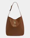 Saint Laurent Le 5a7 Large Ysl Shoulder Hobo Bag In Smooth Leather In Fox