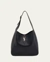 Saint Laurent Le 5a7 Large Ysl Shoulder Hobo Bag In Smooth Leather In Nero