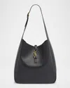 Saint Laurent Le 5a7 Large Ysl Shoulder Hobo Bag In Smooth Leather In Notte