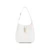 Saint Laurent Le 5a7 Large Ysl Shoulder Hobo Bag In Smooth Leather In White