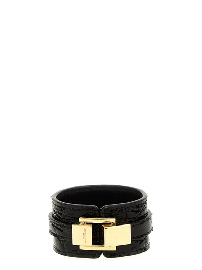 Saint Laurent Le Carrè Large Bracelet In Black
