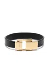 Saint Laurent Le Carré Leather Bracelet In Schwarz