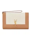 Saint Laurent Cassandre Two-tone Leather Pouch In White