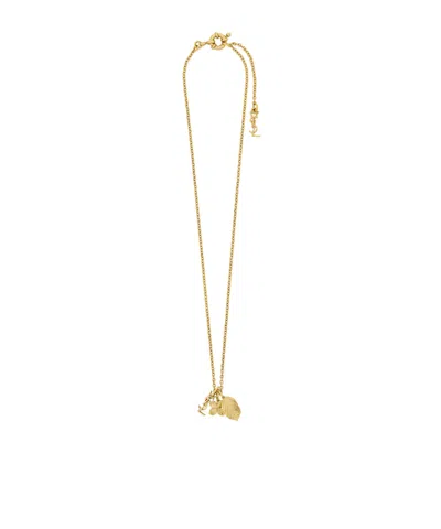 Saint Laurent Le Cassandre Flower Necklace In Gold
