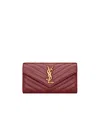 Saint Laurent Ysl Monogram Large Envelope Flap Wallet In Smooth Leather In Red