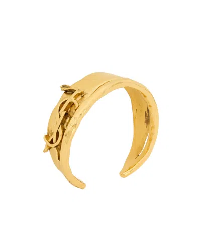 Saint Laurent Le Cassandre Metal Double Layer Bracelet In Gold