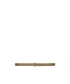 Saint Laurent Le Cassandre Narrow Smooth Leather Belt In Gold