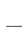 Saint Laurent Le Cassandre Narrow Smooth Leather Belt In Blue