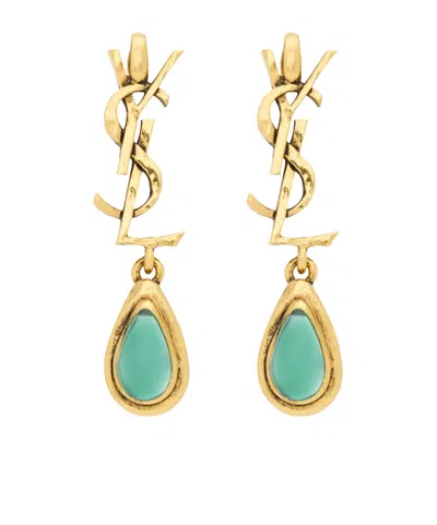 Saint Laurent Le Cassandre Pendant Earrings In White