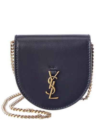 Saint Laurent Le K Baby Leather Wallet On Chain In Black