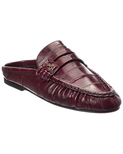 Saint Laurent Patent Leather Mules In Burgundy