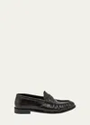 Saint Laurent Le Leather Ysl Penny Loafers In Moka Brown