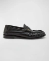Saint Laurent Soft Loafers With Cassandre Decoration And Hand-stitched Moc Toe Shoes In Nero