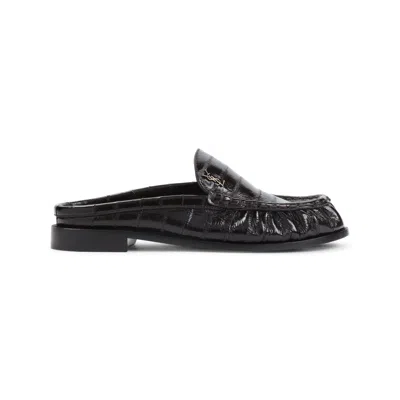 Saint Laurent Le Loafer 15 Backless Burnt Brown Loafers In Black