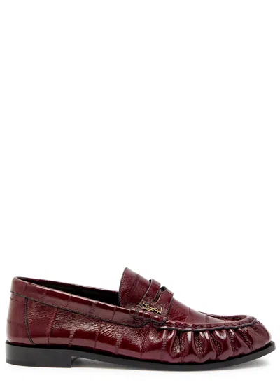 Saint Laurent Le Loafer 15 Glossed Leather Loafers In Burgundy