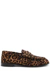 Saint Laurent Brown Loafers With Cassandre Logo And Leopard Motif In Fabric Woman In Leopard