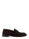 Saint Laurent Cassandre-detail Suede Loafers In Brown
