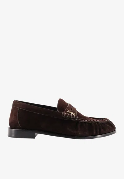 Saint Laurent Le Loafer 15 Suede Leather Loafers In Brown