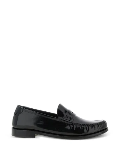 Saint Laurent Le Loafer Loafers In Polished Wrinkled Leather In Black