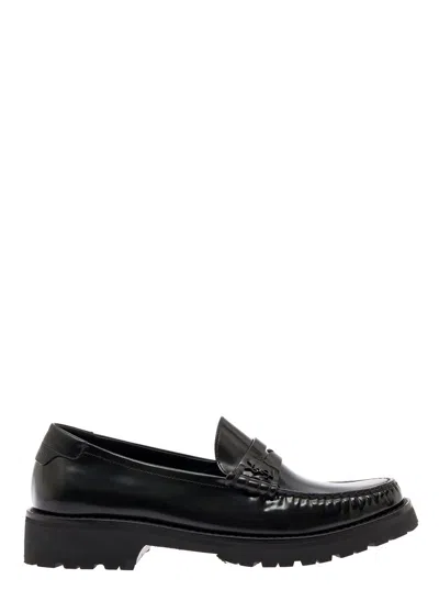 Saint Laurent Le Loafer Black Loafers With Chunky Sole And Cassandre Detail In Smooth Leather Woman