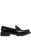 Saint Laurent Black Calfskin Slip-on Loafers In Black
