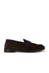 Saint Laurent Cassandre-detail Suede Loafers In Brown