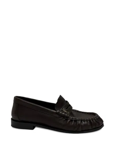 Pre-owned Saint Laurent Le Loafer Cassandre Loafers In Brown