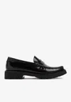 Saint Laurent Le Loafer High-shine Finish Flat Shoes In Black