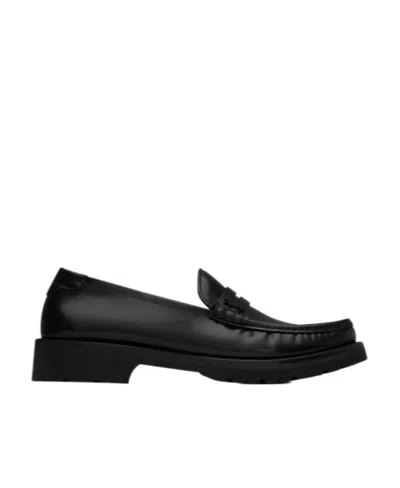 Saint Laurent Le Loafer Chunky Penny Slippers In Black