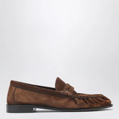 Saint Laurent Le Loafer Dark Havana Suede Loafers In Brown