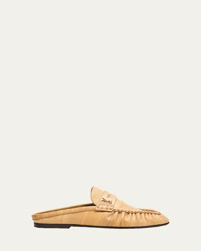 SAINT LAURENT LE LOAFER EEL LEATHER PENNY LOAFER MULES