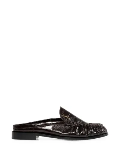 Saint Laurent Le Loafer Flat Mules In Brown