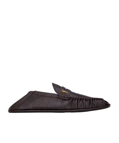 Saint Laurent Le Loafer Foldable In Eel In Brown