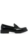 Saint Laurent Le Loafer High-shine Finish Flat Shoes In Black