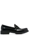 Saint Laurent Le Loafer High-shine Finish Flat Shoes In Black