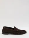 Saint Laurent Cassandre-detail Suede Loafers In Brown