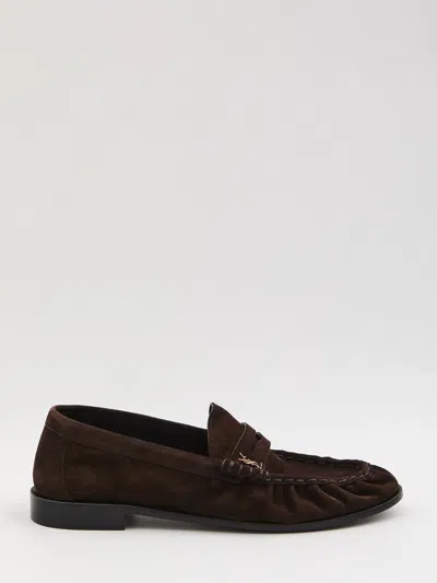 Saint Laurent Le Loafer In Suede In Brown