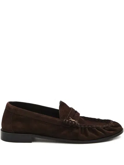 Saint Laurent Le Loafer In Suede Shoes In Brown