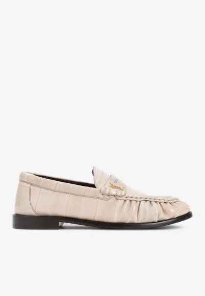 Saint Laurent Le Loafer Leather Loaferes In White