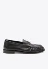Saint Laurent Cassandre Leather Loafers In Black
