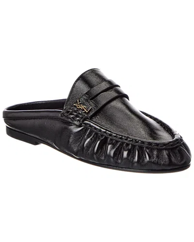 Saint Laurent Le Loafer Leather Mule In Black