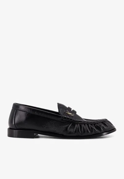 Saint Laurent Le Loafer Leather Penny Loafers In Black