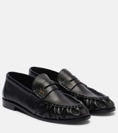 Saint Laurent Le Loafer Leather Penny Loafers In Black