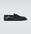 Saint Laurent Le Loafer Moccasins In Shiny Crumpled Leather Scarpe Basse Black In Black
