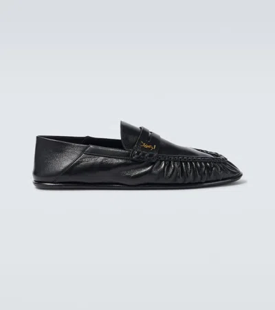 SAINT LAURENT LE LOAFER LEATHER PENNY LOAFERS